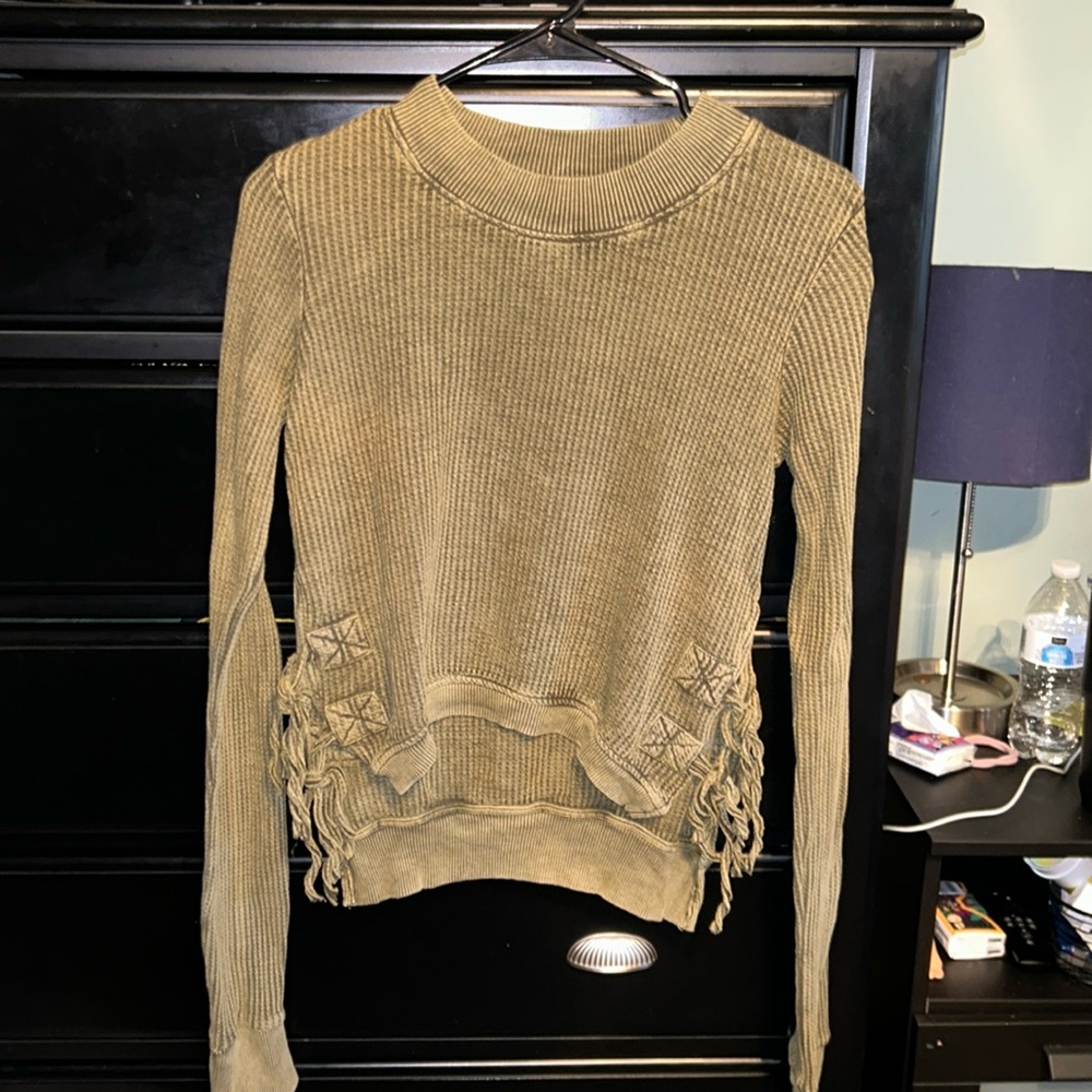 Free People Green Thermal Interlaken Top